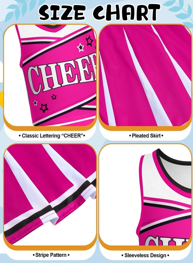 JenPen Cheerleader Costume for Cute Cheerleading Outfit Cheer Uniform for Halloween Dress Up with Accessories(M(5-7year),Rose Red) - Image 2